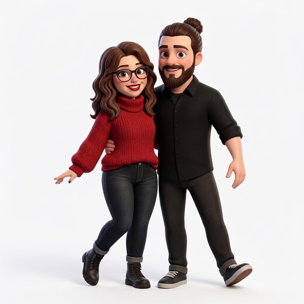 Pixar Stil Çift 3D Baskı Dekoratif Figür