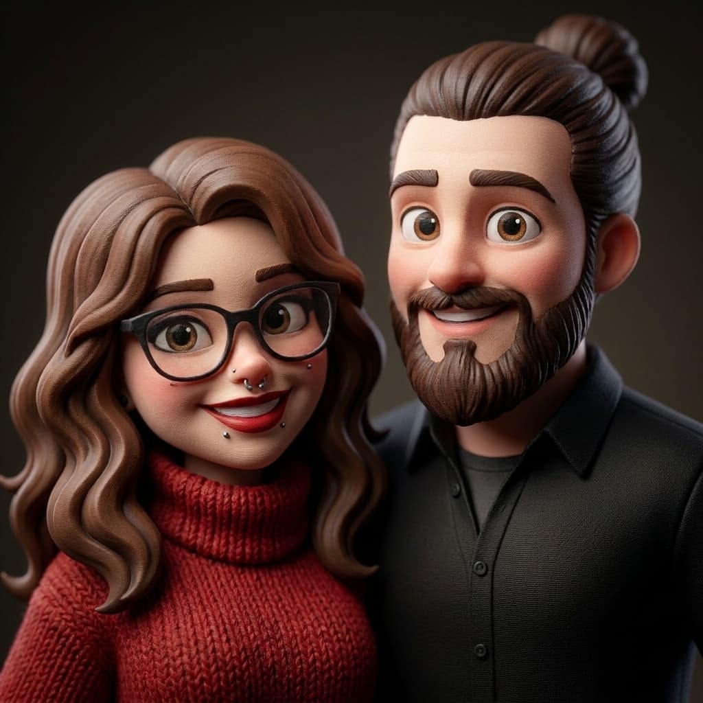 Pixar Stil Çift 3D Baskı Dekoratif Figür