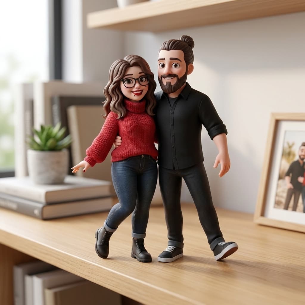 Pixar Stil Çift 3D Baskı Dekoratif Figür