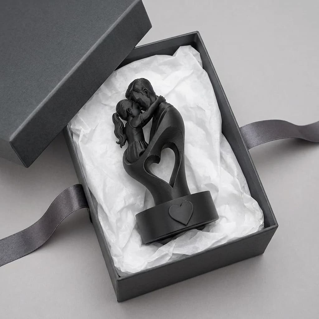 Baba Kız Sarılma 3D Baskı Dekoratif Figür