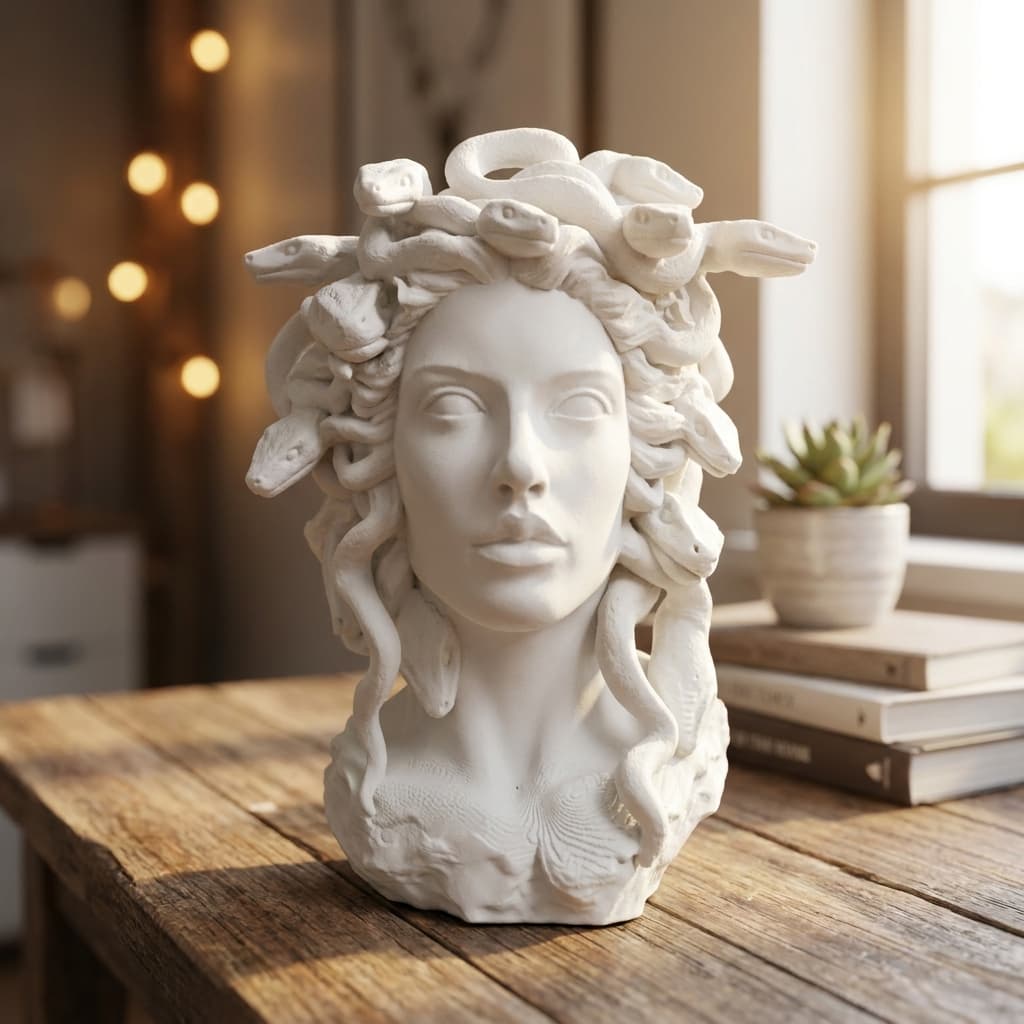 Medusa Büstü 3D Baskı Dekoratif Figür
