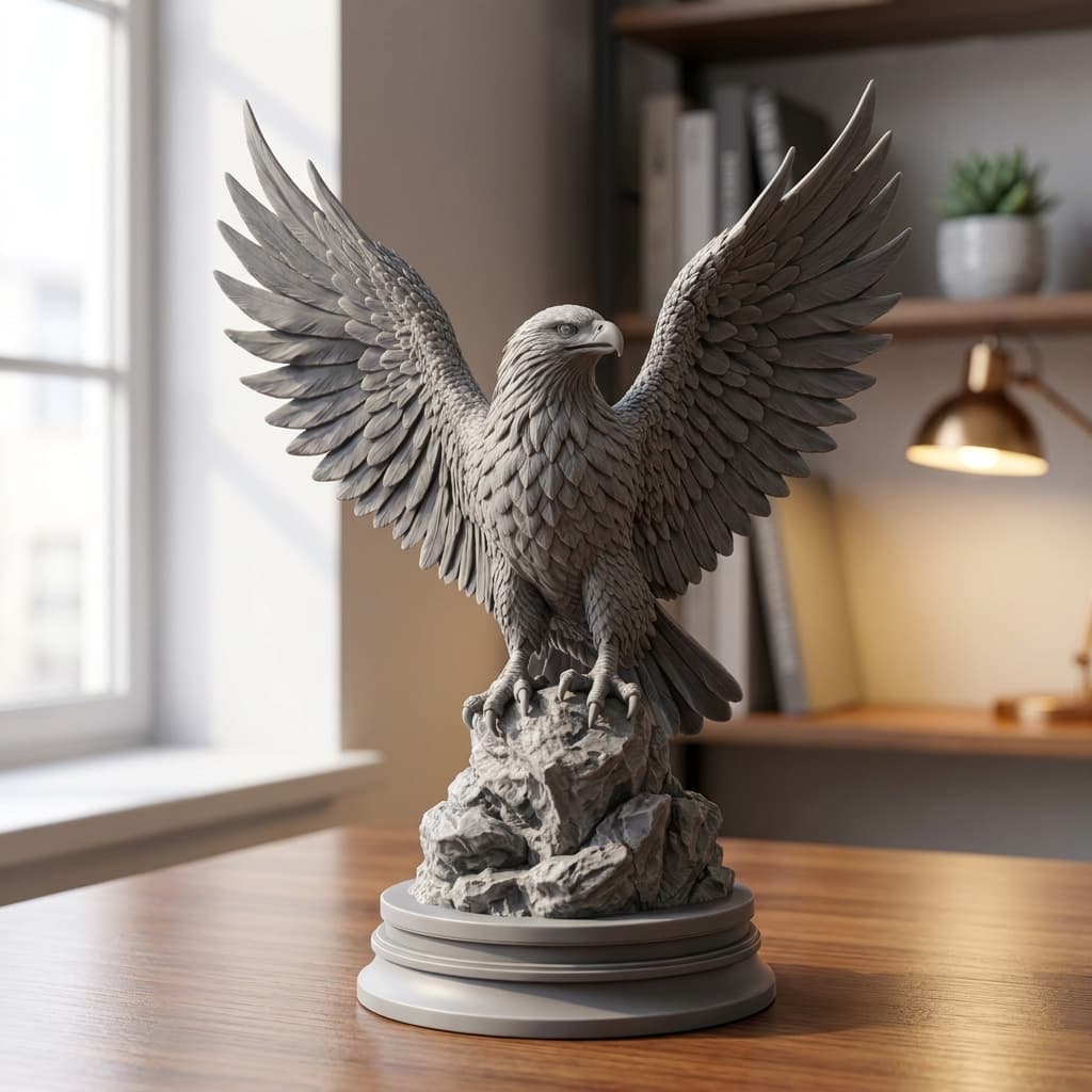 Görkemli Kartal Heykeli 3D Baskı Dekoratif Figür