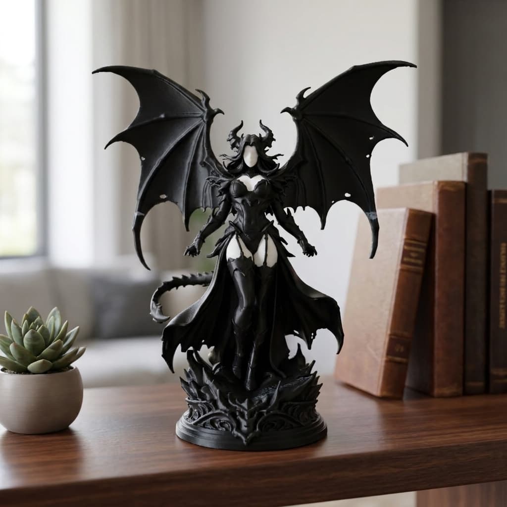 Kanatlı Kadın Şeytan Figürü 3D Baskı Dekoratif