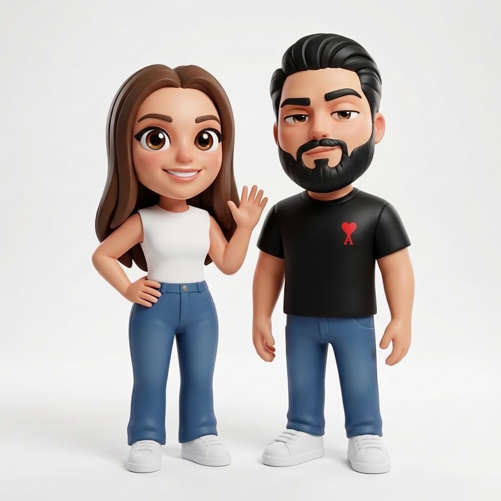 Çift Kişilik Kişiye Özel Karikatür Stili 3D Baskı Figür