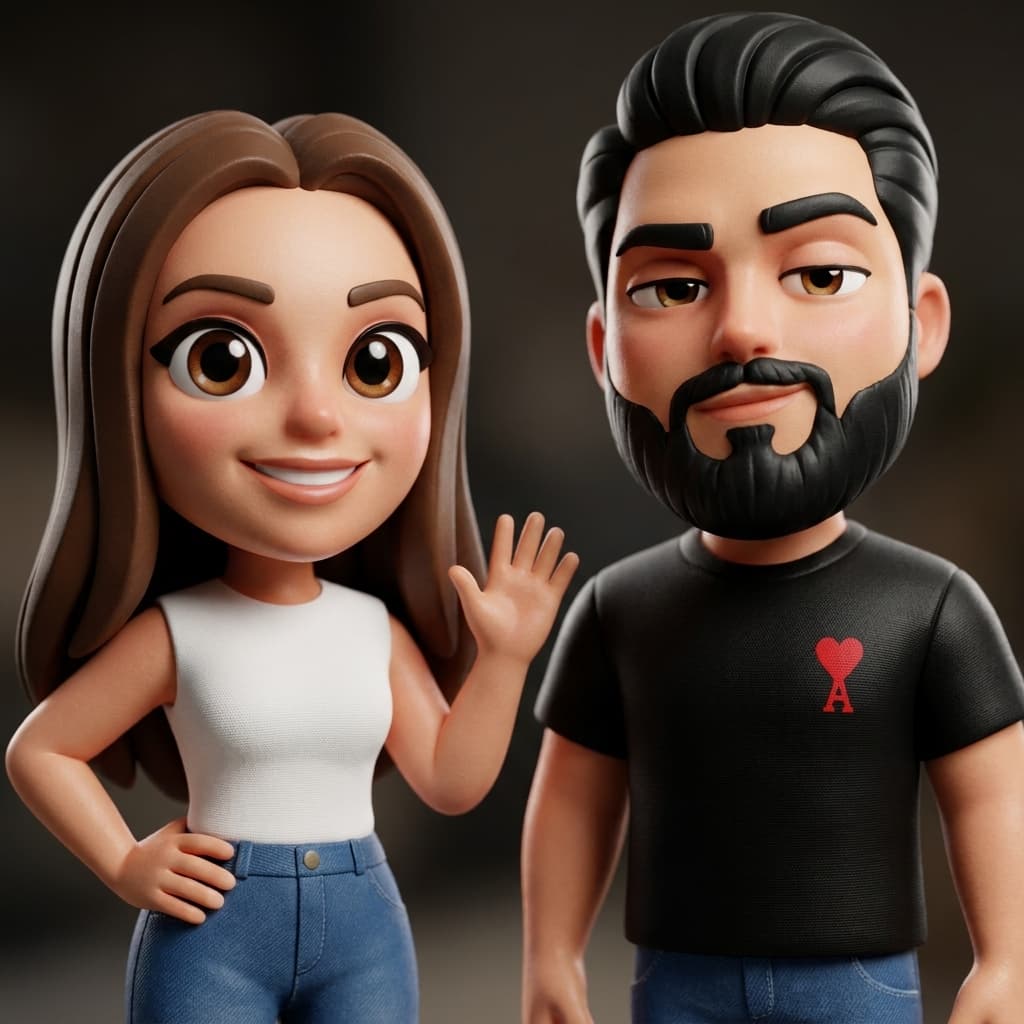 Çift Kişilik Kişiye Özel Karikatür Stili 3D Baskı Figür